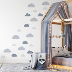 NAKLEJKA NA ŚCIANĘ DO POKOJU DZIECKA SZARE 60x30 CHMURKI OZDOBA - Miniaturka zdjęcia nr 4