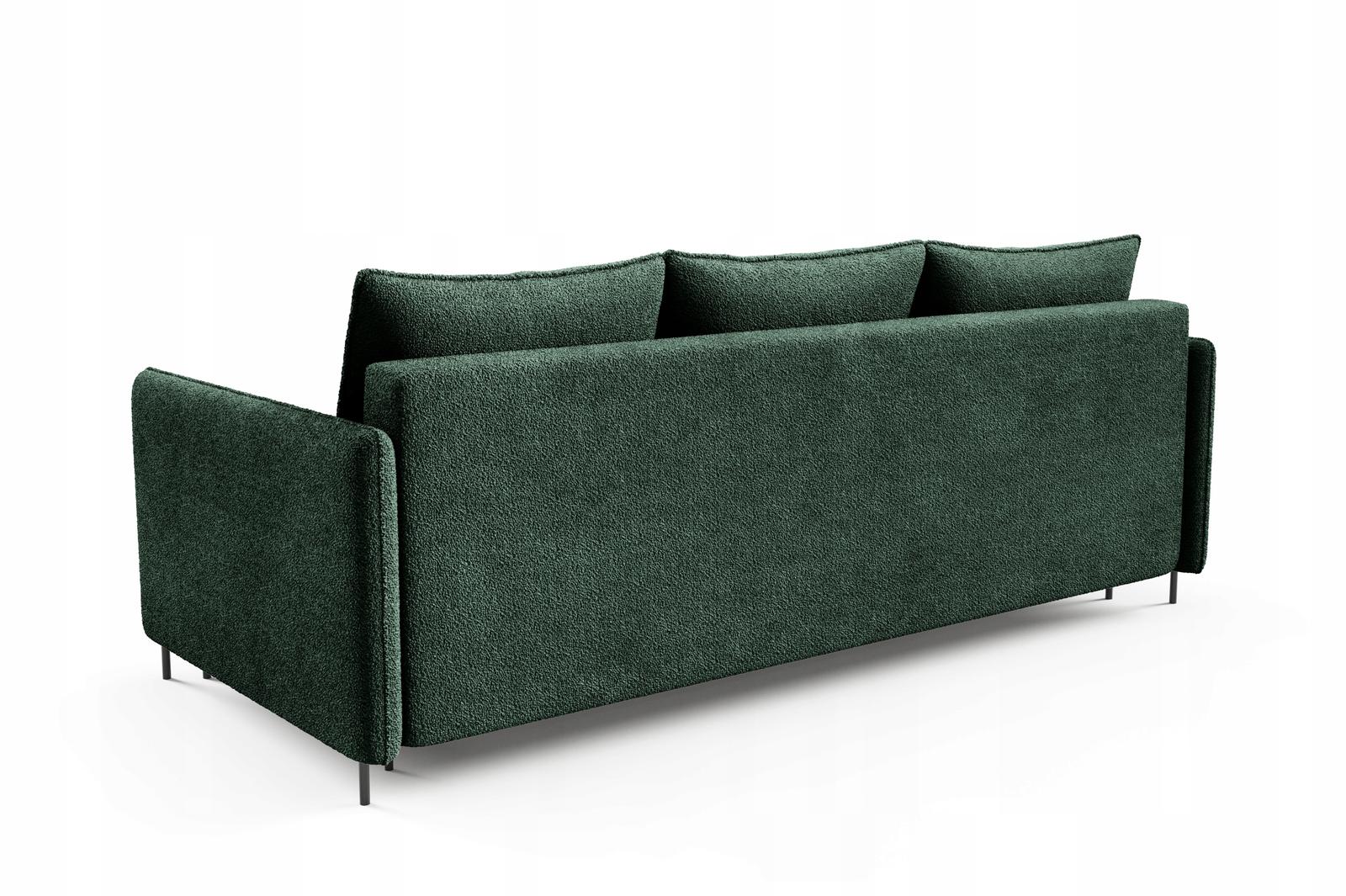 Kanapa BELISSA 216x91x98 cm sofa z funkcją spania z pojemnikiem BOUCLE zielona do salonu nr. 3