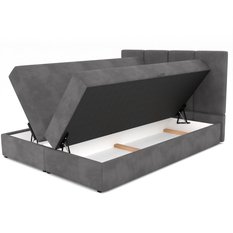 Łóżko kontynentalne 180x200x113 cm tapicerowane podwójne z materacem grafitowe  - Miniaturka zdjęcia nr 12