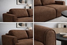 Kanapa z funkcją spania ITALY 250x100x82 cm FLOW 01 trzyosobowa sofa rozkładana tkanina brązowa - Miniaturka zdjęcia nr 6