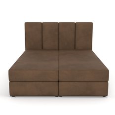 Łóżko kontynentalne 160x200x113 cm podwójne z materacem brązowe  - Miniaturka zdjęcia nr 10