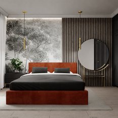 Łóżko tapicerowane do sypialni 180x200x88 cm podwójne z pojemnikiem basic miodowe - Miniaturka zdjęcia nr 4