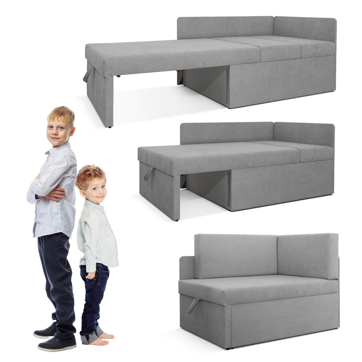 Narożnik jednoosobowy Viluś 108x81x78 cm sofa jednoosobowa do pokoju salonu z funkcją spania i przechowywania dla dzieci szary nr. 5