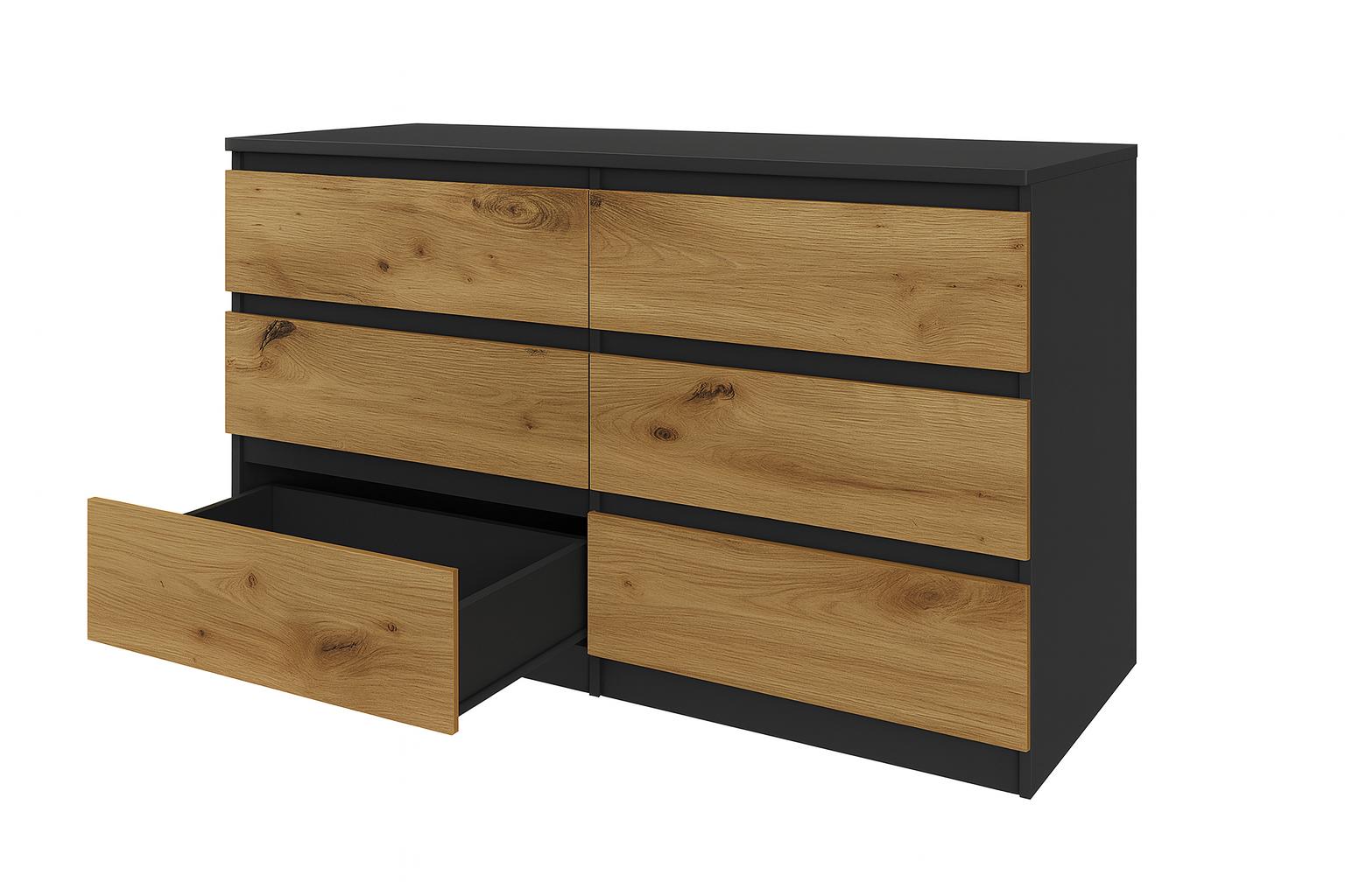 Komoda MARTUSIA 120x72x40 cm z szufladami do sypialni i salonu artisan/antracyt nr. 4