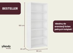 Regał Martusia 180x80 cm biały odkryty z półkami do biura lub salonu  - Miniaturka zdjęcia nr 3