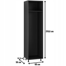 Korpus szafka kuchenna dolna do zabudowy lodówki 60x219,6x56 cm z akcesoriami czarny - Miniaturka zdjęcia nr 2