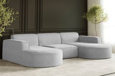 Sofa MODENA STUDIO U 299x78x165 cm w kształcie U bez funkcji spania do salonu NEVE szara - Miniaturka zdjęcia nr 2
