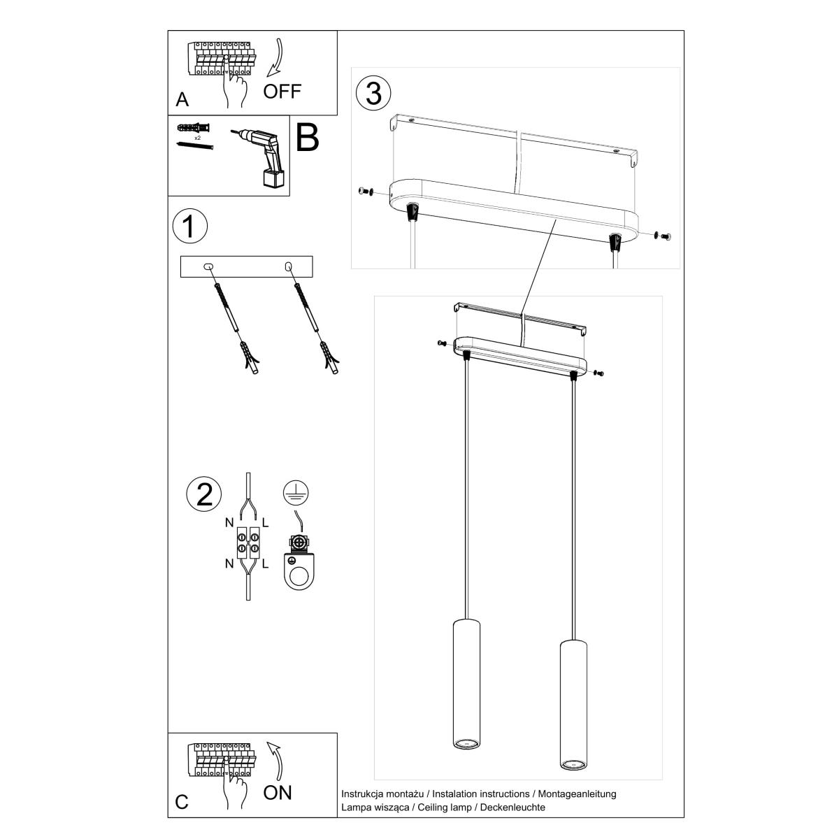 Lampa wisząca LUVO 2 90x6x30cm nowoczesna G10 do salonu nr. 5