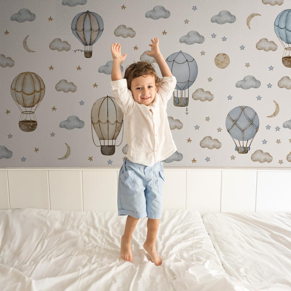 Naklejki Na Ścianę Dla Dzieci Balony 120x60 Gwiazdy Księżyce ZESTAW nr. 4