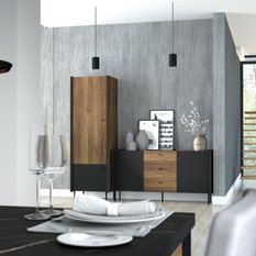 Szafa 59x55x190,7 cm  Prestigio  dwudrzwiowa orzech i czarny mat do sypialni i pokoju - Miniaturka zdjęcia nr 3