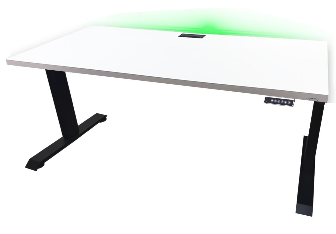 Biurko gamingowe elektryczne TOP 160x80x70-118 cm regulowane nogi LED RGB pilot przepust białe nr. 3