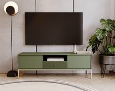 Szafka rtv Maggiore 154 cm zielony do salonu smoke green złoty - Miniaturka zdjęcia nr 9