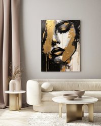 Obraz Do Salonu ZŁOTY Portret Kobieca Twarz Styl Glamour Abstrakcja 80x120cm - Miniaturka zdjęcia nr 5