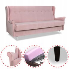 Wersalka sofa uszak kanapa rozkładana Ari różowa - Miniaturka zdjęcia nr 2