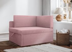 Sofa rozkładana dziecięca Viluś 108x81x78 cm narożnik jednoosobowy do pokoju z funkcją spania i przechowywania dla dzieci różowy obrazek