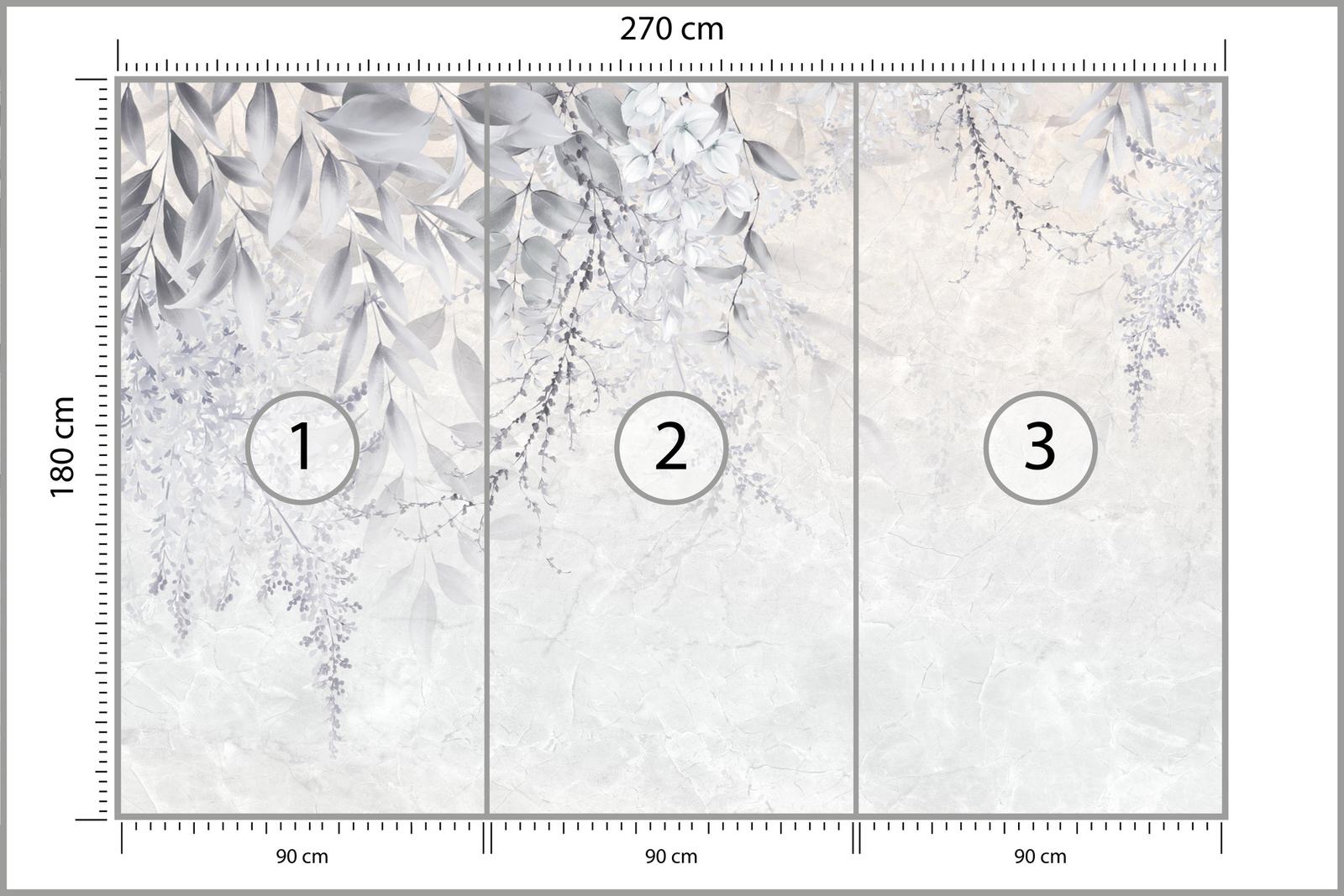 Fototapeta LIŚCIE Beton Kwiaty Do Salonu Dekoracja Nowoczesna 3D nr. 2