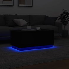 Stolik kawowy 90x50x40 cm z oświetleniem LED czarny do salonu - Miniaturka zdjęcia nr 5