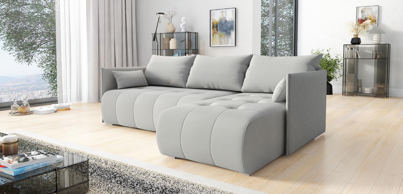 Narożnik Nessa 88x218x152 cm do sypialni miękka tkanina paros beżowy nr. 2