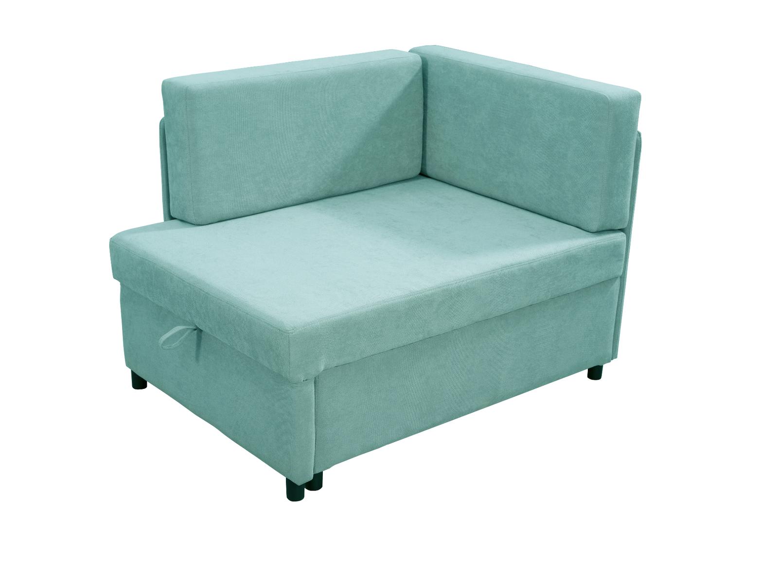 Sofa Viluś 106x75x80 cm miętowy rozkładana sofa narożna jednoosobowa z funkcją spania i pojemnikiem na pościel nr. 5