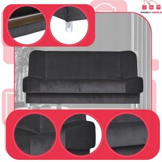 Wersalka SARA 200x95 cm ciemnoszara rozkładana kanapa z pojemnikiem sofa do salonu Royal - Miniaturka zdjęcia nr 4