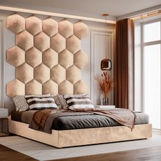 Panele tapicerowane 35x40 hexagon magic velvet beżowy  - Miniaturka zdjęcia nr 3