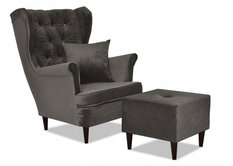 Fotel Uszak BARWY ZIEMI ciemny grafit BIBLIOTEKA - Miniaturka zdjęcia nr 4