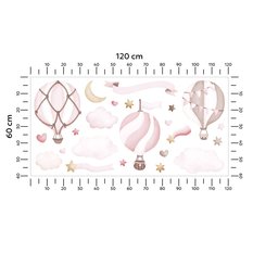 Naklejki Dla Dzieci Różowe Balony Gwiazdy 120x60 Serduszka Styl ZESTAW - Miniaturka zdjęcia nr 2