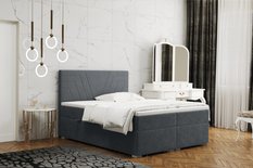Łóżko CASTEL 200x200 cm z funkcją przechowywania i materacem do sypialni szare