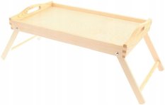 Taca śniadaniowa 30x21x50 cm stolik pod laptopa łóżka na nóżkach drewniana naturalna 