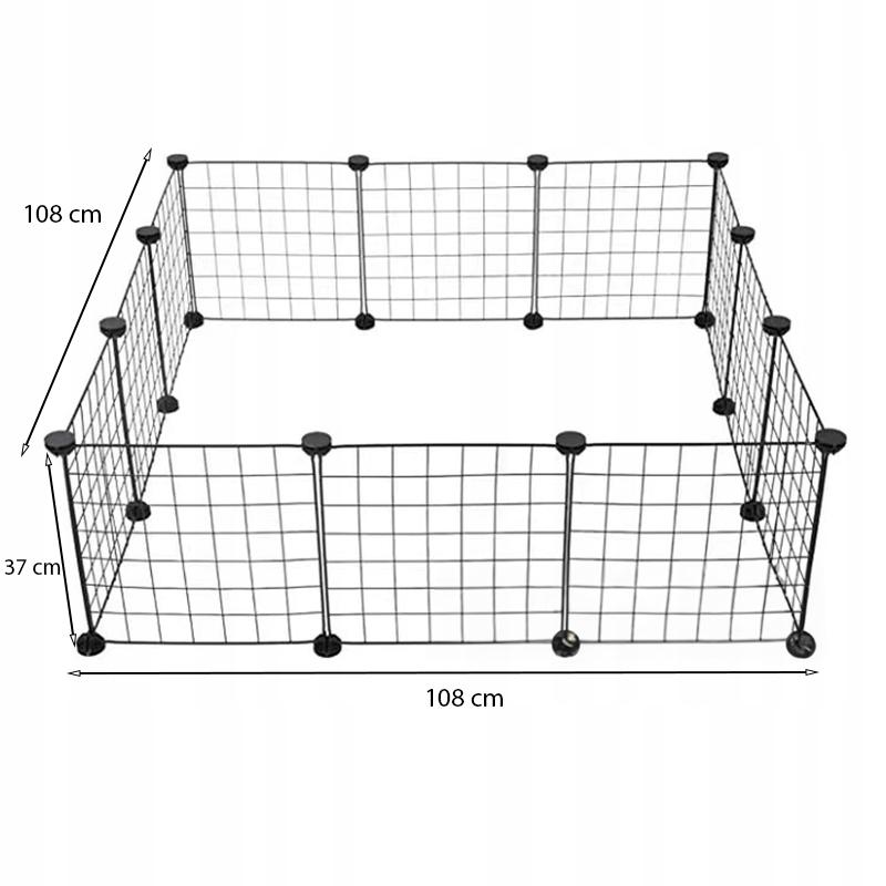 Kojec 108x108 cm zagroda metalowa dla psa kota szczeniaka królika czarny nr. 11