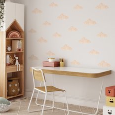 NAKLEJKA NA ŚCIANĘ DO POKOJU DZIECKA 120x60 BEŻOWE CHMURY OZDOBA - Miniaturka zdjęcia nr 4