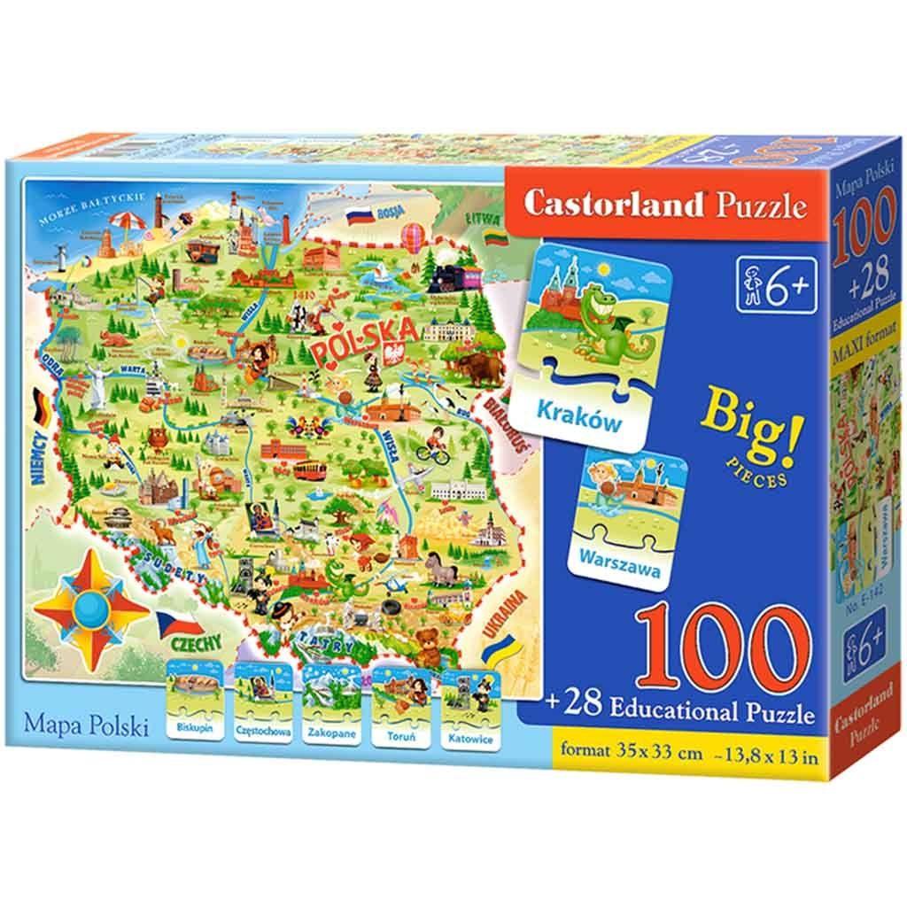 CASTORLAND Puzzle edukacyjne układanka Mapa Polski 128 elementów 6+ nr. 2