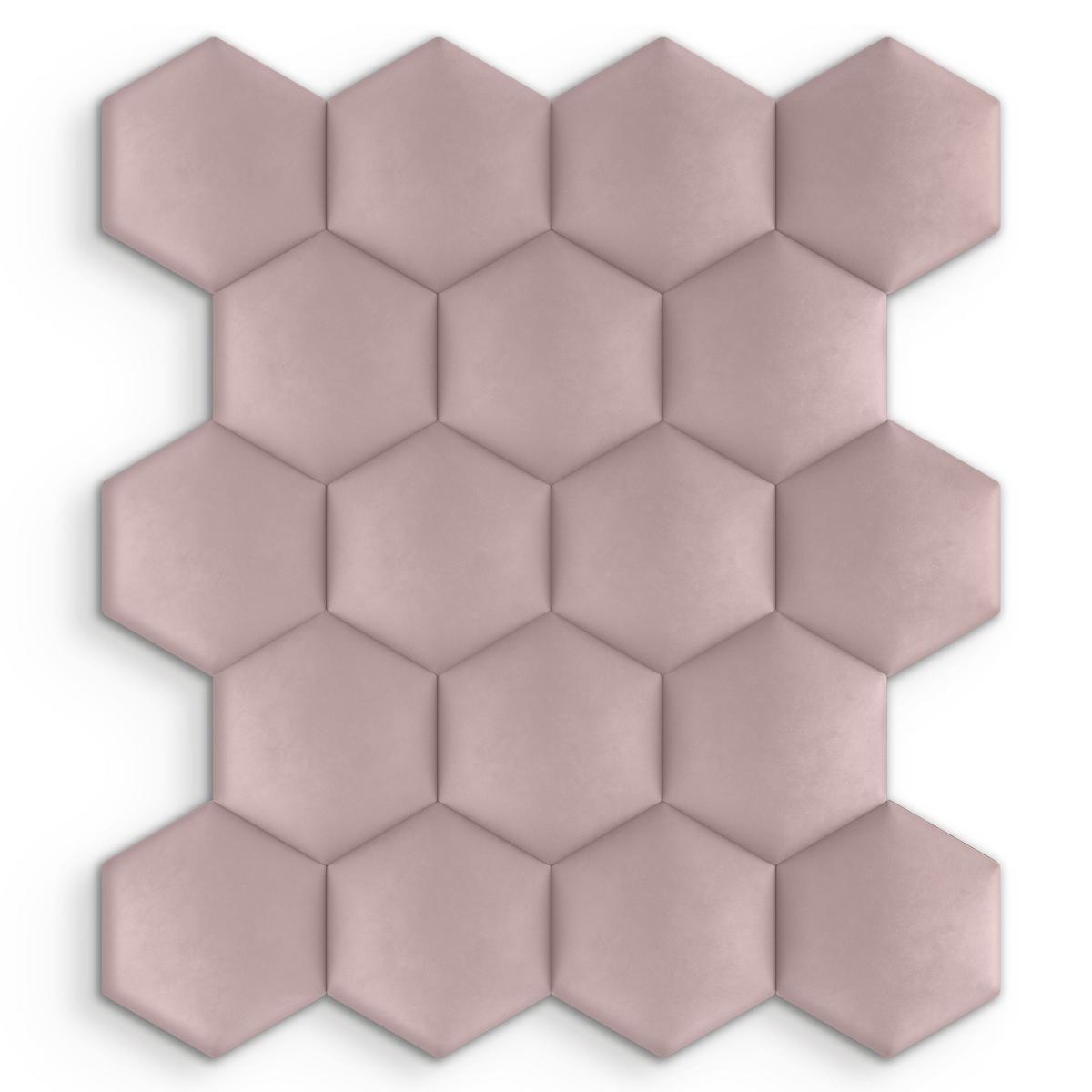 Panele tapicerowane 26x30 cm na ścianę hexagon różowy nr. 6