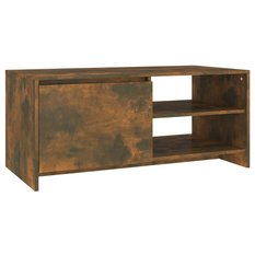 Stolik kawowy 102x50x45 cm z półką z drzwiczkami przydymiony dąb do salonu - Miniaturka zdjęcia nr 4