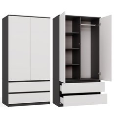 Szafa otwierana Malwa SS-90 180x90x60 cm do sypialni antracyt biel - Miniaturka zdjęcia nr 1