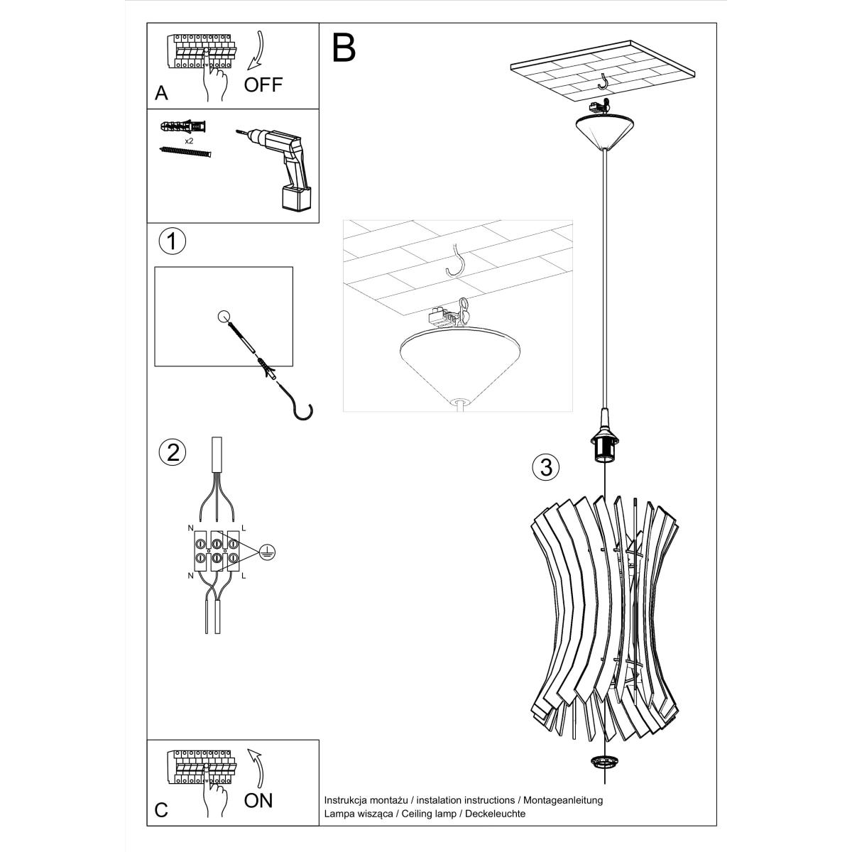 Lampa wisząca ORIANA 107x30x30cm nowoczesna E27 do salonu nr. 5