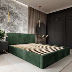 Łóżko tapicerowane do sypialni basic 120x200x88 cm podwójne z pojemnikiem butelkowa zieleń - Miniaturka zdjęcia nr 2