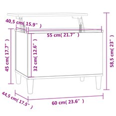 Stolik kawowy 60x44,5x45 cm z rozkładanym blatem ze schowkiem biały z połyskiem do salonu - Miniaturka zdjęcia nr 10