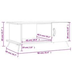 Stolik kawowy 90x50x40 cm prostokątny z półką i zamykaną szafką biały do salonu - Miniaturka zdjęcia nr 10