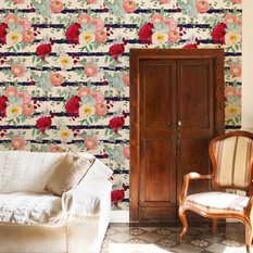Tapeta Do Salonu PIWONIE Róże Kwiaty Paski Natura  - Miniaturka zdjęcia nr 4