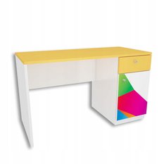 Biurko ARA 120x74 cm białe młodzieżowe z kolorową grafiką dla dziecka