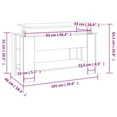 Stolik kawowy 101x49x52 cm z praktyczną półką przydymiony dąb do salonu - Miniaturka zdjęcia nr 9