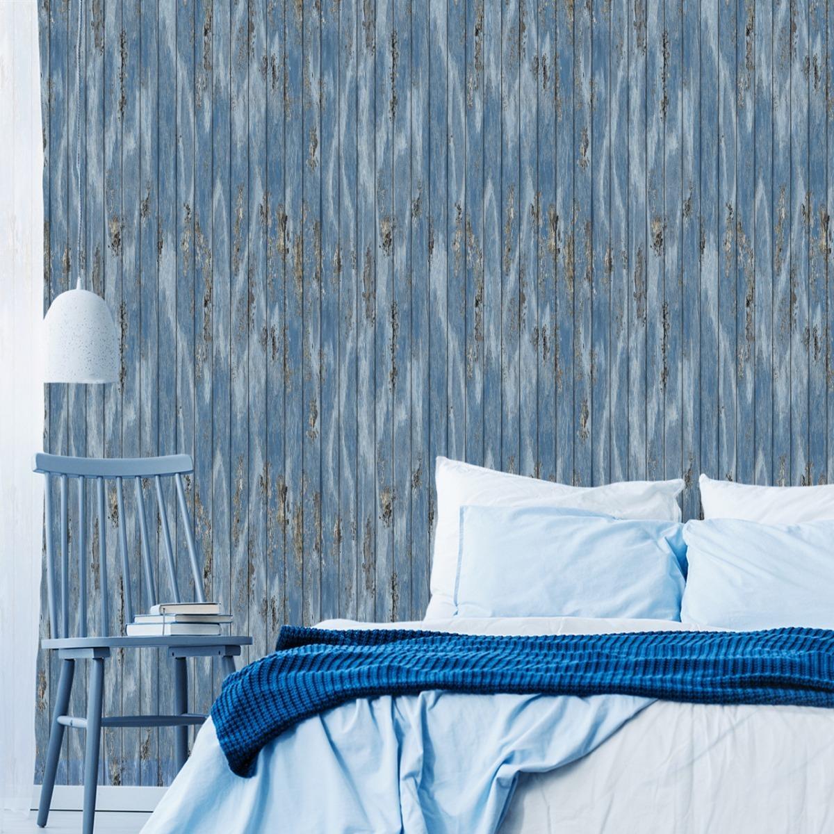 Tapeta Do Salonu Niebieskie DESKI w Stylu Vintage 53x1000  nr. 8