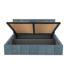 Łóżko tapicerowane 140x200 premium z pojemnikiem do sypialni morskie wezgłowie 107 cm - Miniaturka zdjęcia nr 12