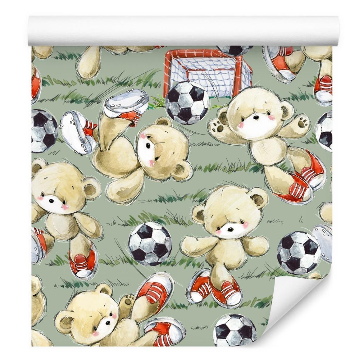 Tapeta Do Pokoju Chłopca Słodkie MISIE Piłka Nożna  nr. 7