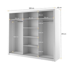 Szafa z lustrem Arti 250 cm do sypialni przedpokoju garderoby biały - Miniaturka zdjęcia nr 7