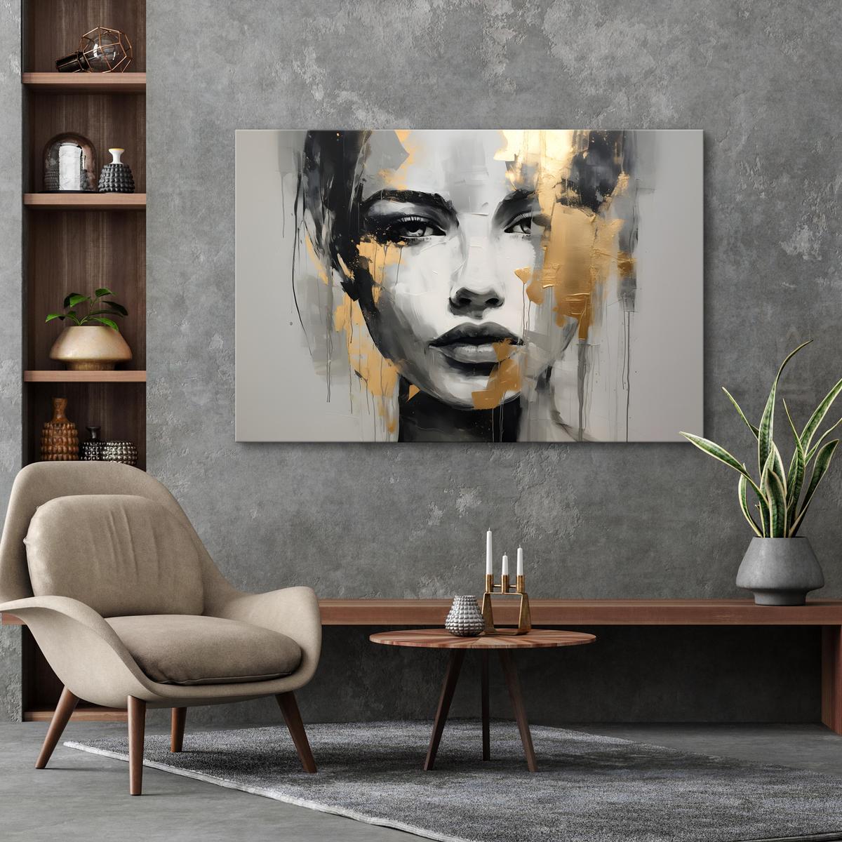 Obraz Do Salonu Abstrakcja ZŁOTY Portret Kobiety Styl Glamour Loft 120x80cm nr. 7