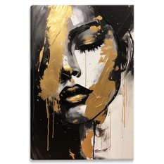 Obraz Do Salonu ZŁOTY Portret Kobieca Twarz Styl Glamour Abstrakcja 80x120cm - Miniaturka zdjęcia nr 2