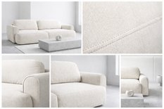 Kanapa z funkcją spania ITALY 250x100x82 cm FLOW 08 trzyosobowa sofa rozkładana tkanina kremowa - Miniaturka zdjęcia nr 4
