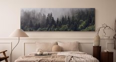 Obraz Panoramiczny LAS We Mgle Krajobraz Natura Drzewa 145x45cm - Miniaturka zdjęcia nr 5